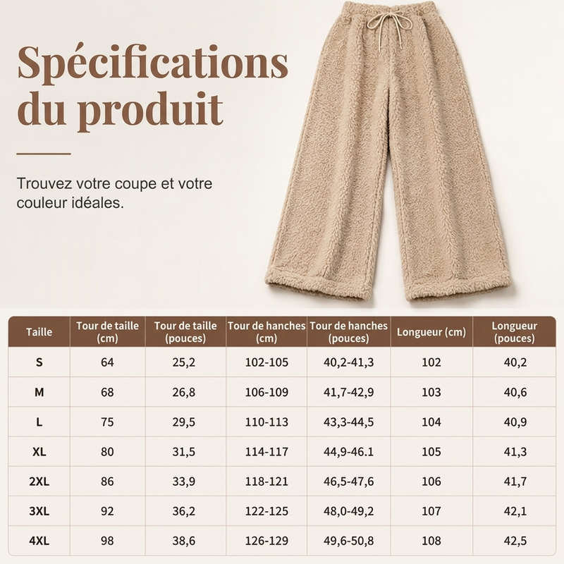✨ Ce pantalon de détente pour femme joue la carte large et confortable, avec taille haute et cordon de serrage — chaud pour la maison 🧶
