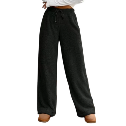 ✨ Ce pantalon de détente pour femme joue la carte large et confortable, avec taille haute et cordon de serrage — chaud pour la maison 🧶