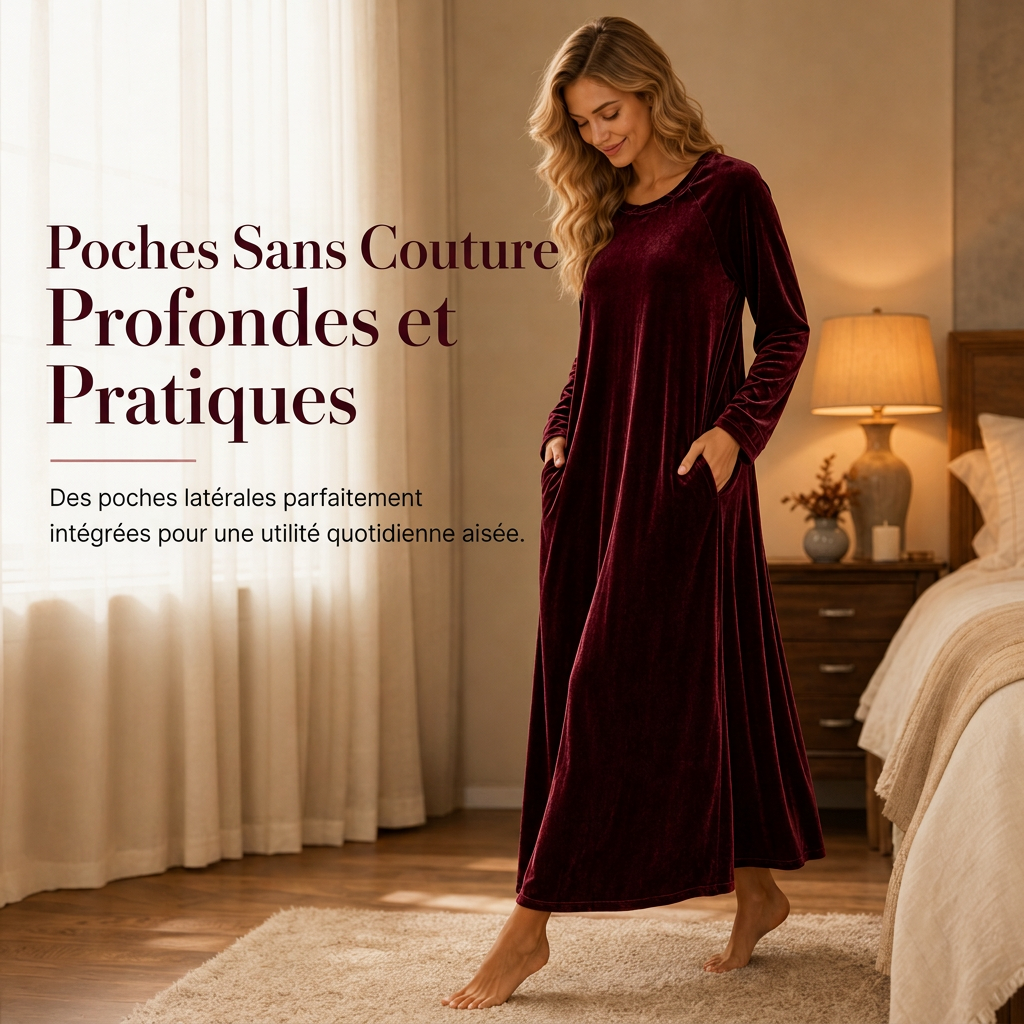 ✨ Robe décontractée en velours à col rond pour femme, avec poches : facile à porter au quotidien 👗