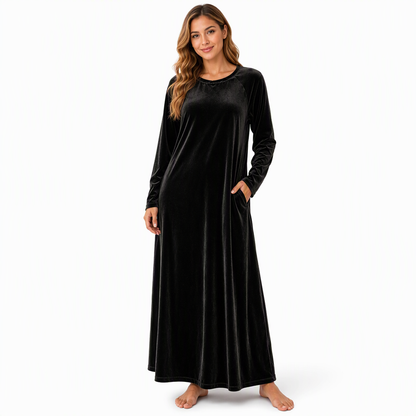 ✨ Robe décontractée en velours à col rond pour femme, avec poches : facile à porter au quotidien 👗