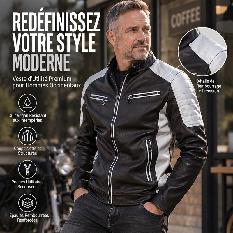 ✨ Veste à patchs à col montant pour homme, esprit vintage : facile à porter au quotidien 🧥