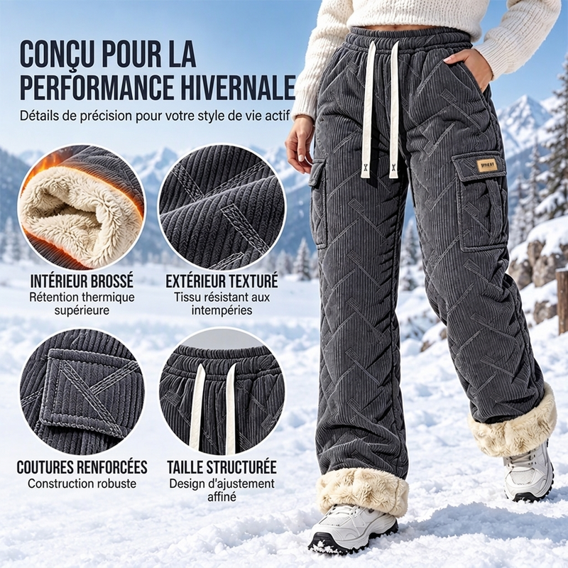 ✨ Pantalon cargo pour femme en velours côtelé avec doublure pelucheuse : facile à porter au quotidien 👖