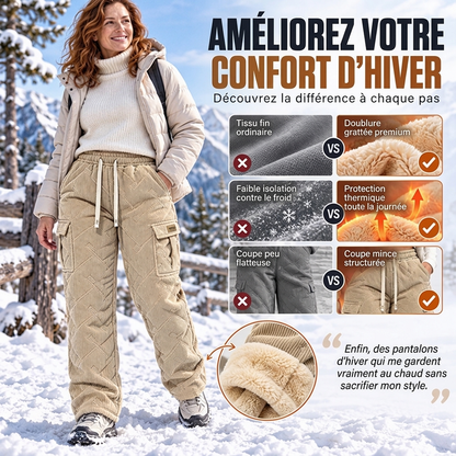 ✨ Pantalon cargo pour femme en velours côtelé avec doublure pelucheuse : facile à porter au quotidien 👖