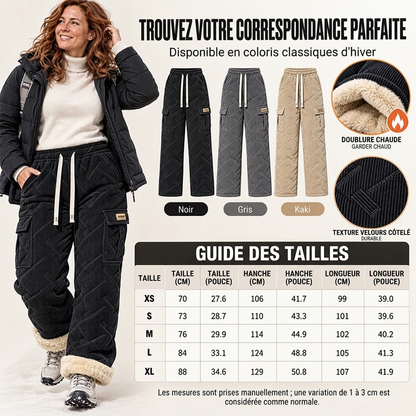 ✨ Pantalon cargo pour femme en velours côtelé avec doublure pelucheuse : facile à porter au quotidien 👖