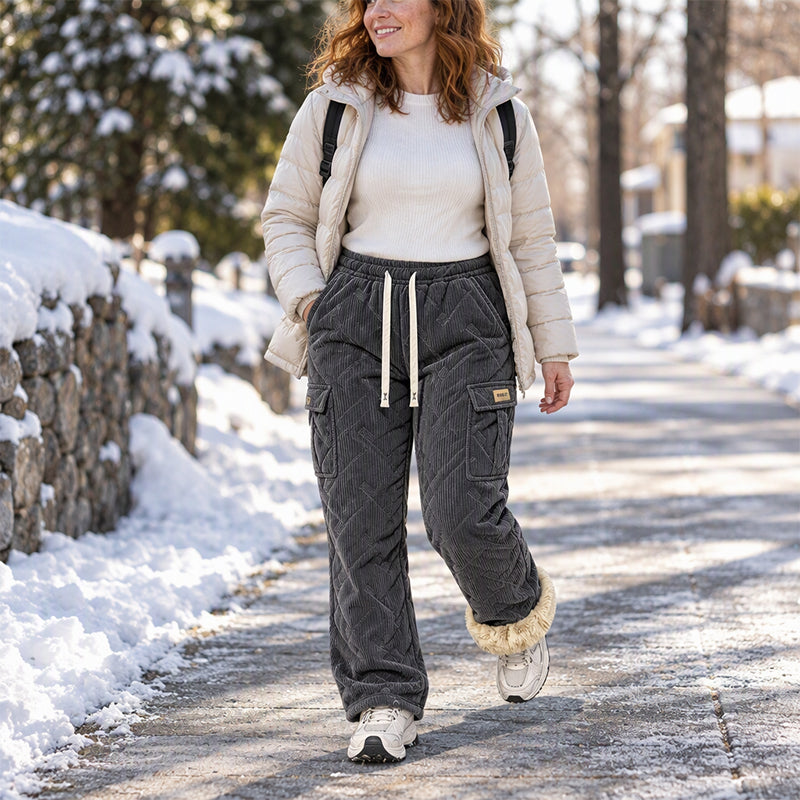 ✨ Pantalon cargo pour femme en velours côtelé avec doublure pelucheuse : facile à porter au quotidien 👖