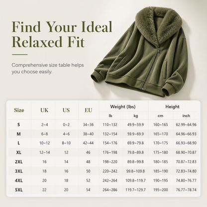Manteau pour femme à la coupe ample, avec col en fausse fourrure moelleuse et fermeture éclair asymétrique