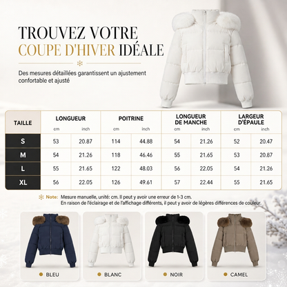 ✨ Manteau matelassé court à capuche pour femme, fausse fourrure : facile à porter en hiver 🧥