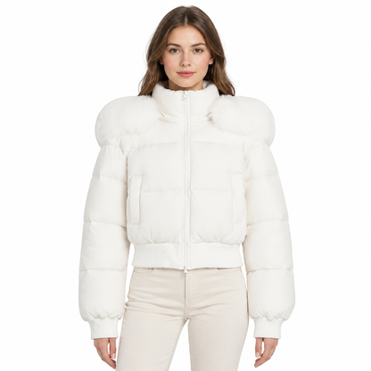 ✨ Manteau matelassé court à capuche pour femme, fausse fourrure : facile à porter en hiver 🧥