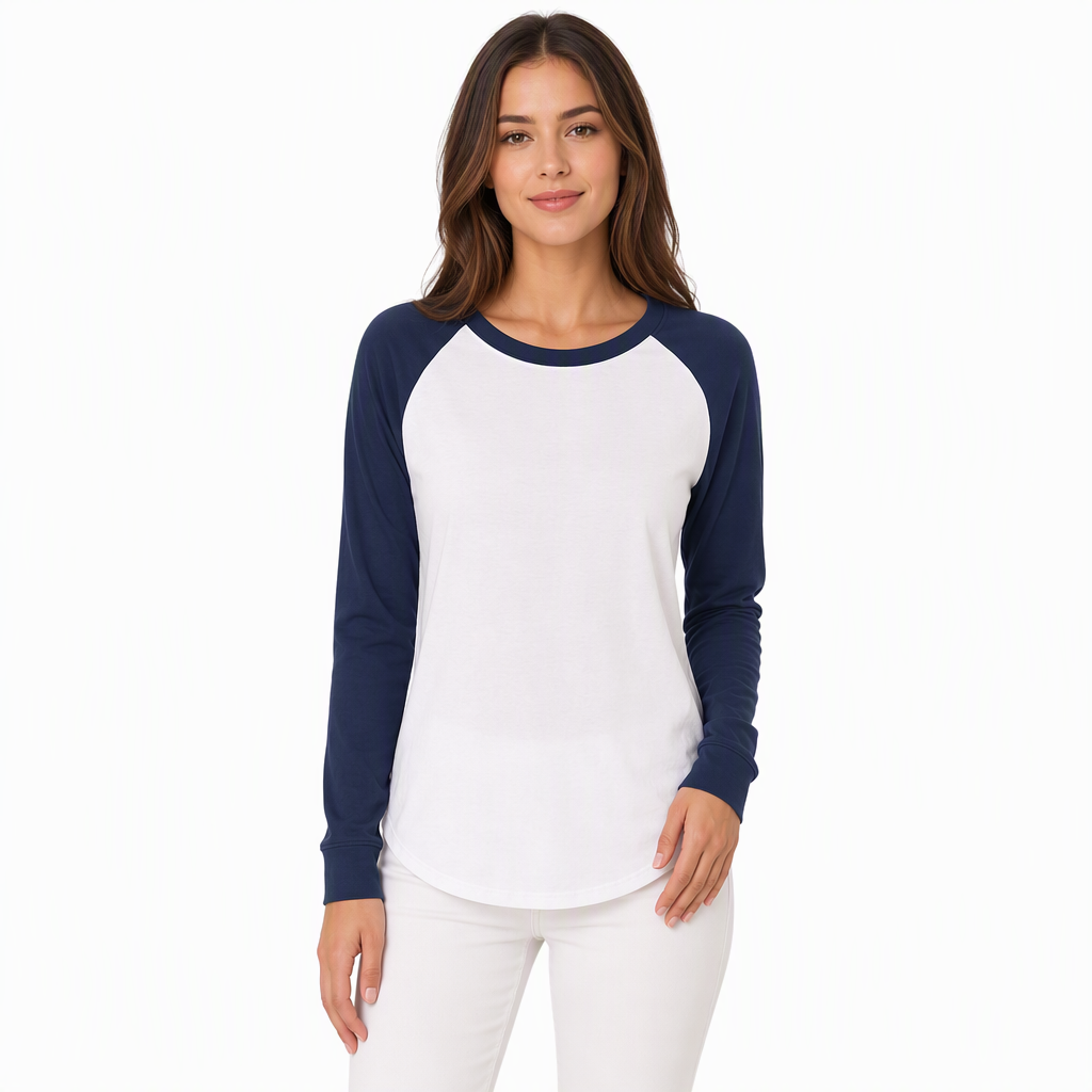 T-shirt décontracté à manches longues et col rond pour femme, haut à pull-over avec blocs de couleurs