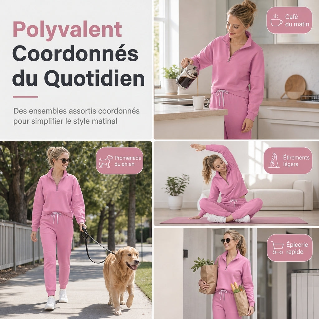 Ensemble deux pièces avec pantalon long, haut et pantalon assortis