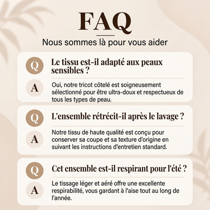 Ensemble de pyjama côtelé brodé de cœur pour femmes