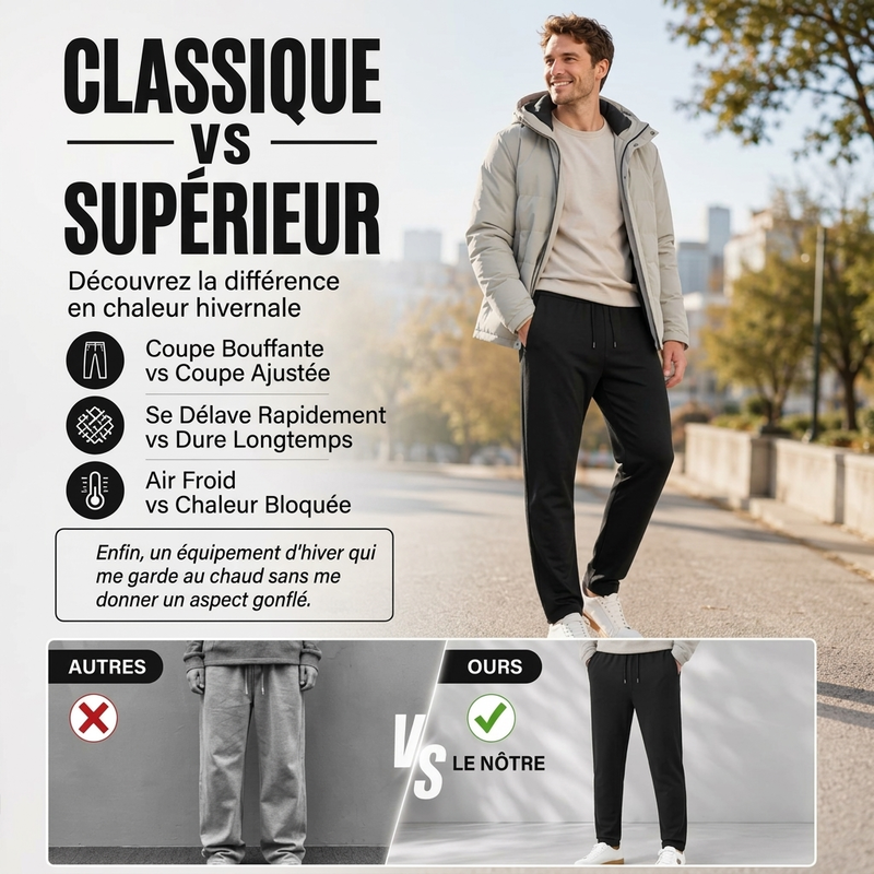 Pantalon fuselé pour homme, épais et doublé pour la chaleur