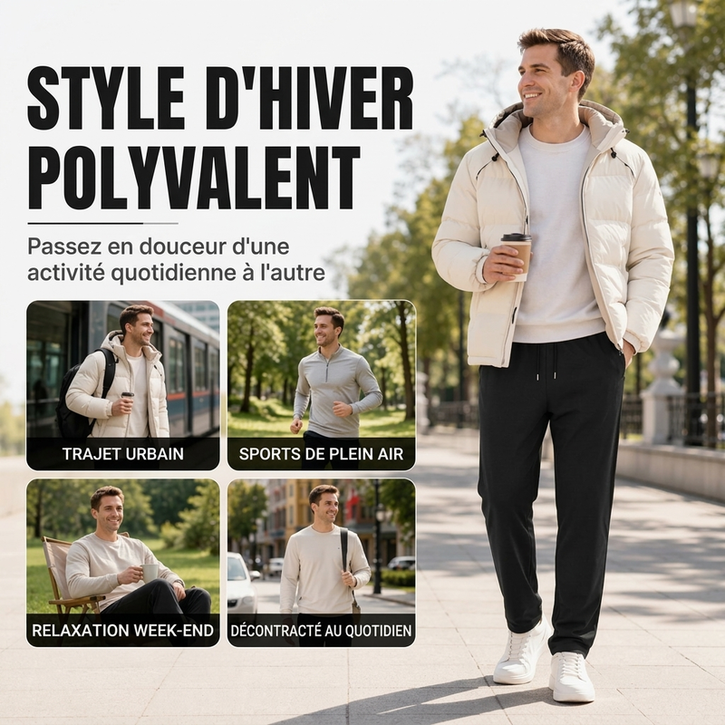 Pantalon fuselé pour homme, épais et doublé pour la chaleur