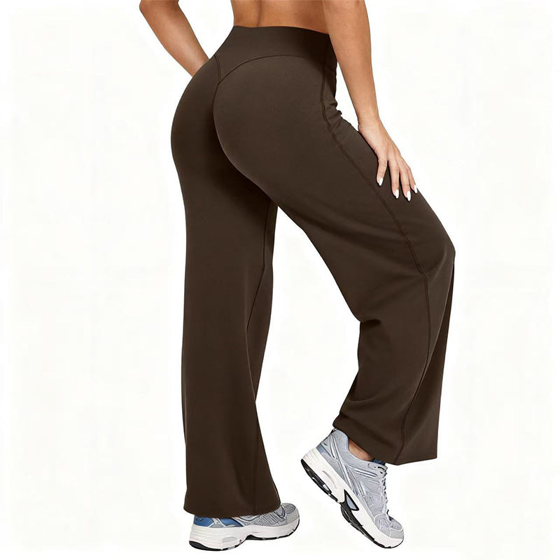 Pantalon de yoga taille haute à jambes larges pour femme