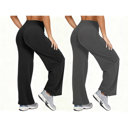 Pantalon de yoga taille haute à jambes larges pour femme
