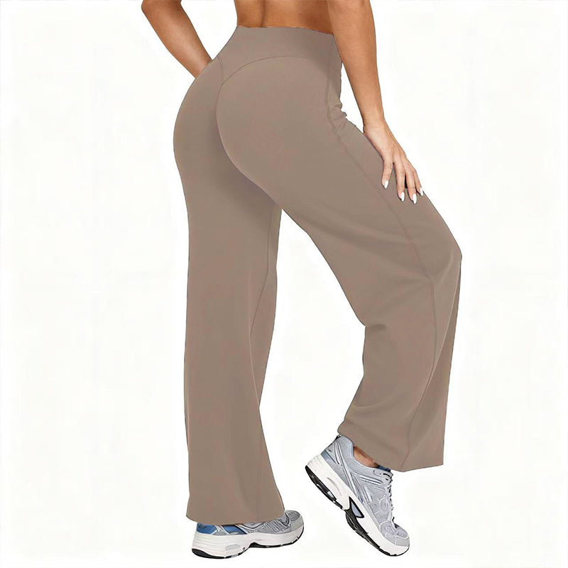 Pantalon de yoga taille haute à jambes larges pour femme