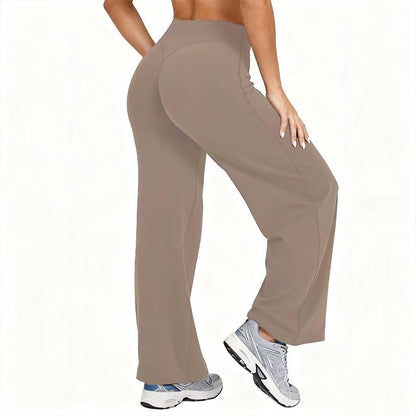 Pantalon de yoga taille haute à jambes larges pour femme