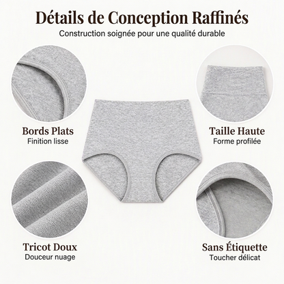 🌸 Lot de 5 culottes femme Bekväma à taille haute – Gainantes et respirantes