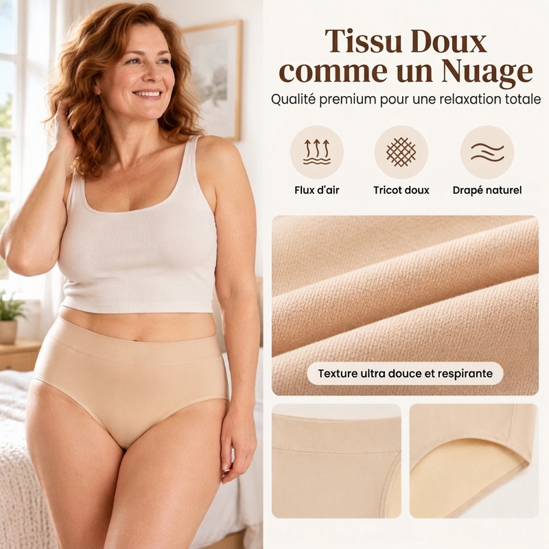 🌸 Lot de 5 culottes femme Bekväma à taille haute – Gainantes et respirantes