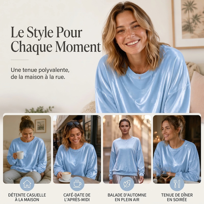 Haut décontracté à manches longues et col rond pour femme - Un essentiel quotidien pour toutes les occasions 🌿