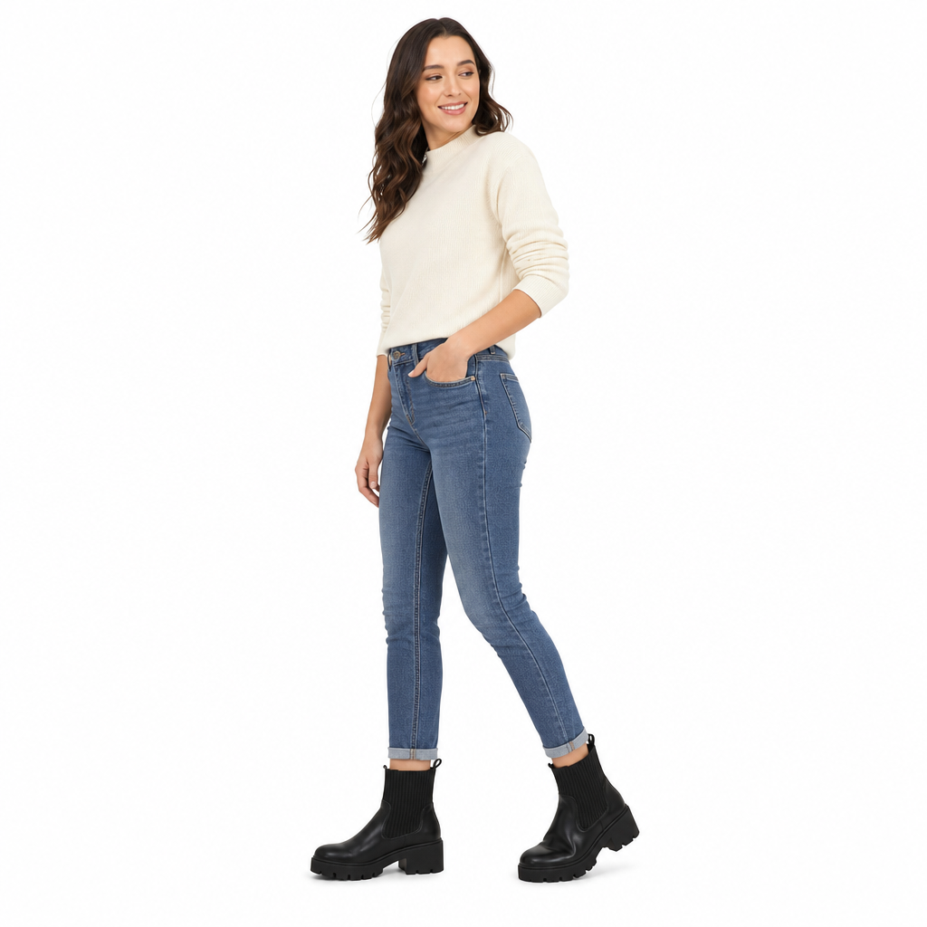 Bottines mode à petit talon pour femme, à bout carré, talon épais, style chaussette