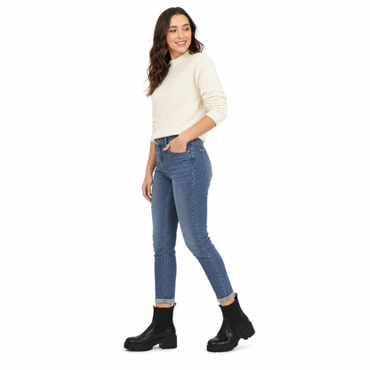 Bottines mode à petit talon pour femme, à bout carré, talon épais, style chaussette
