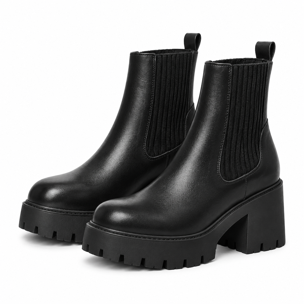 Bottines mode à petit talon pour femme, à bout carré, talon épais, style chaussette