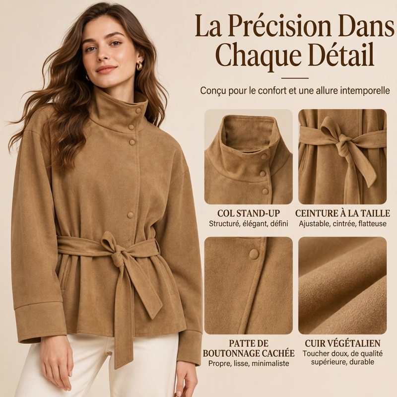Veste élégante pour femme avec col montant et ceinture