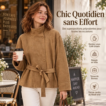 Veste élégante pour femme avec col montant et ceinture