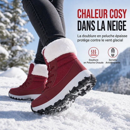 Bottes de neige d'hiver pour femmes, bottes mi-mollet épaissies pour voyages en extérieur, grandes tailles