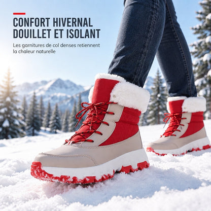 Bottes de neige d'hiver pour femmes, bottes mi-mollet épaissies pour voyages en extérieur, grandes tailles