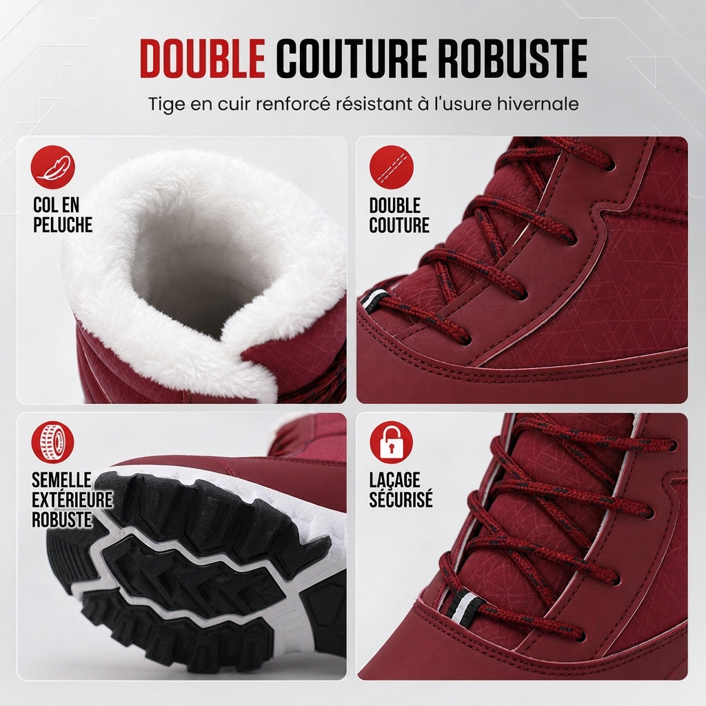 Bottes de neige d'hiver pour femmes, bottes mi-mollet épaissies pour voyages en extérieur, grandes tailles