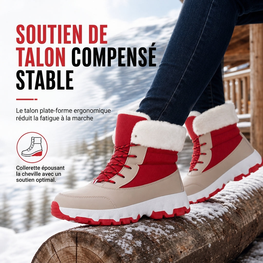 Bottes de neige d'hiver pour femmes, bottes mi-mollet épaissies pour voyages en extérieur, grandes tailles