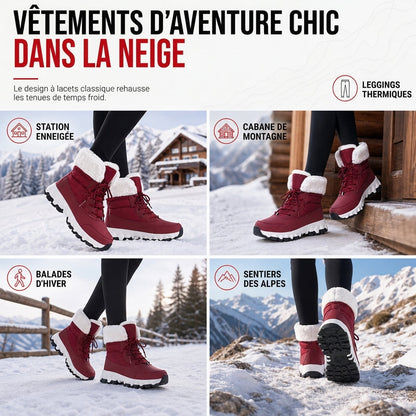 Bottes de neige d'hiver pour femmes, bottes mi-mollet épaissies pour voyages en extérieur, grandes tailles