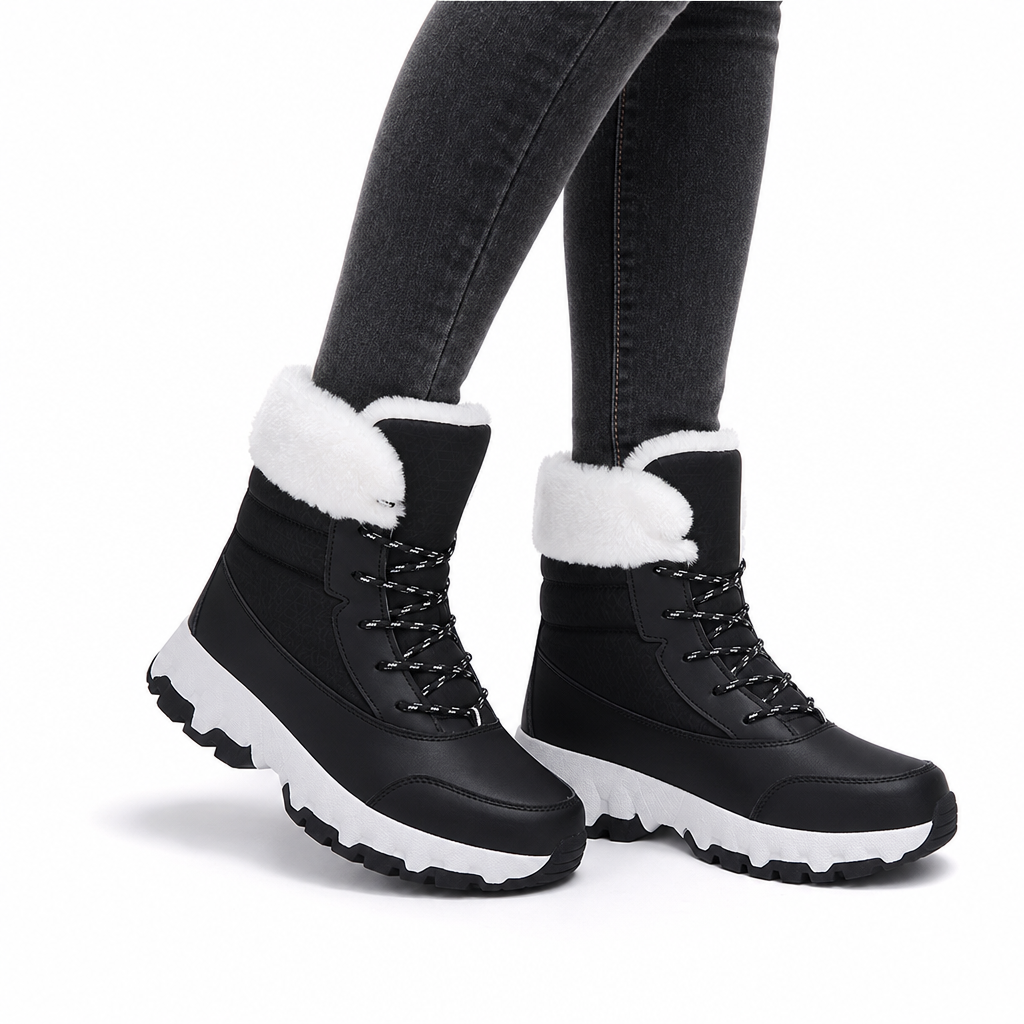 Bottes de neige d'hiver pour femmes, bottes mi-mollet épaissies pour voyages en extérieur, grandes tailles
