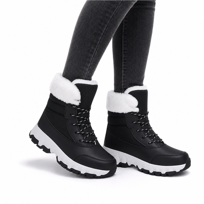 Bottes de neige d'hiver pour femmes, bottes mi-mollet épaissies pour voyages en extérieur, grandes tailles