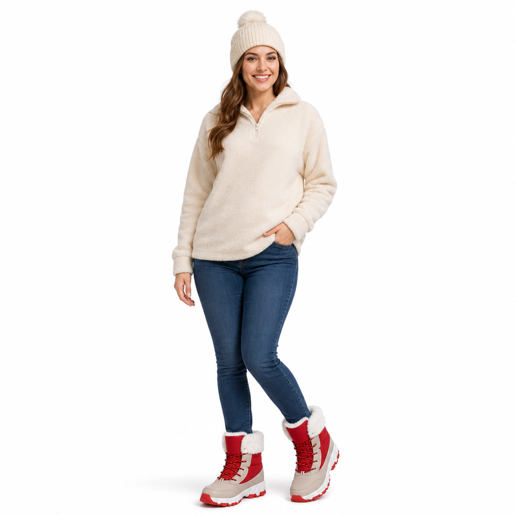 Bottes de neige d'hiver pour femmes, bottes mi-mollet épaissies pour voyages en extérieur, grandes tailles