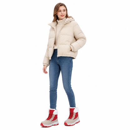 Bottes de neige d'hiver pour femmes, bottes mi-mollet épaissies pour voyages en extérieur, grandes tailles