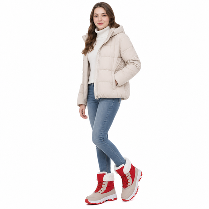 Bottes de neige d'hiver pour femmes, bottes mi-mollet épaissies pour voyages en extérieur, grandes tailles