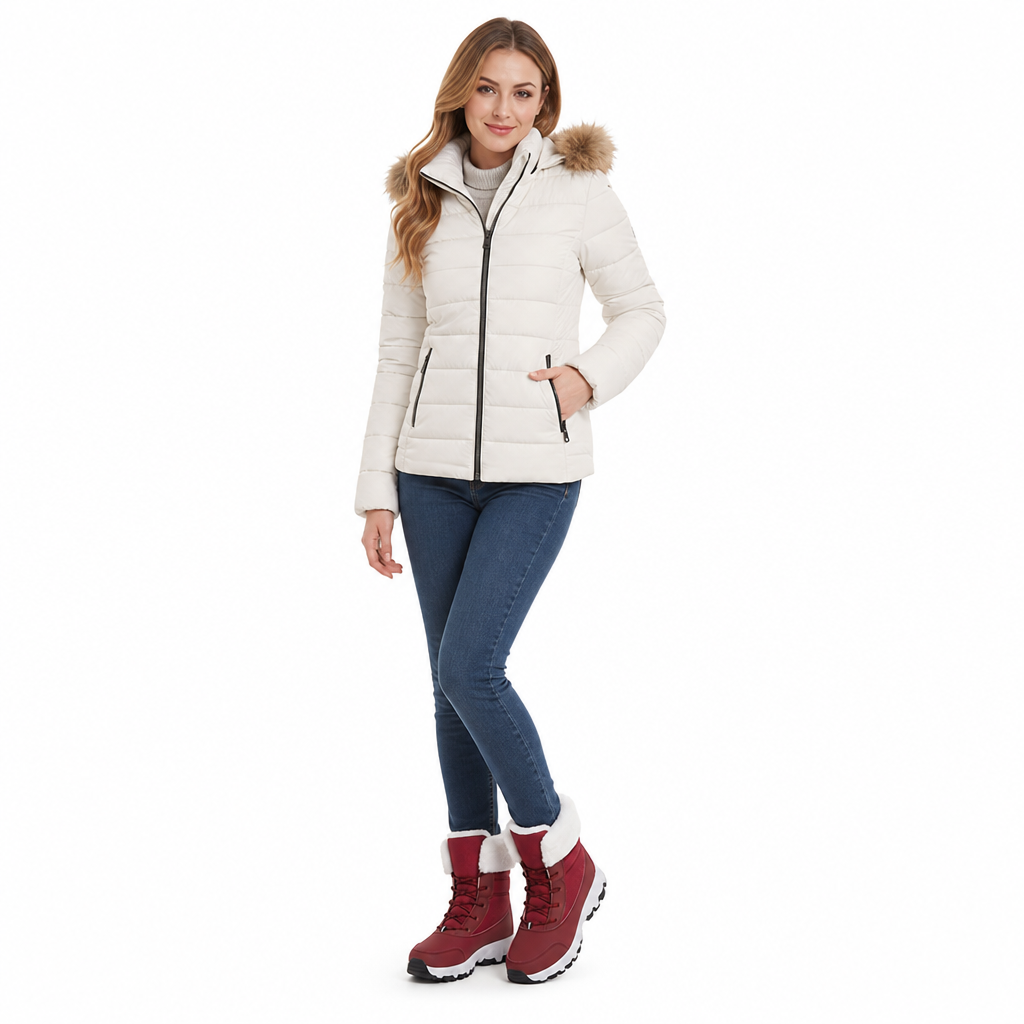 Bottes de neige d'hiver pour femmes, bottes mi-mollet épaissies pour voyages en extérieur, grandes tailles