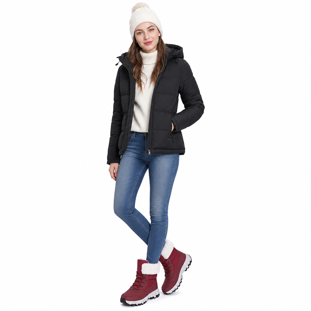 Bottes de neige d'hiver pour femmes, bottes mi-mollet épaissies pour voyages en extérieur, grandes tailles