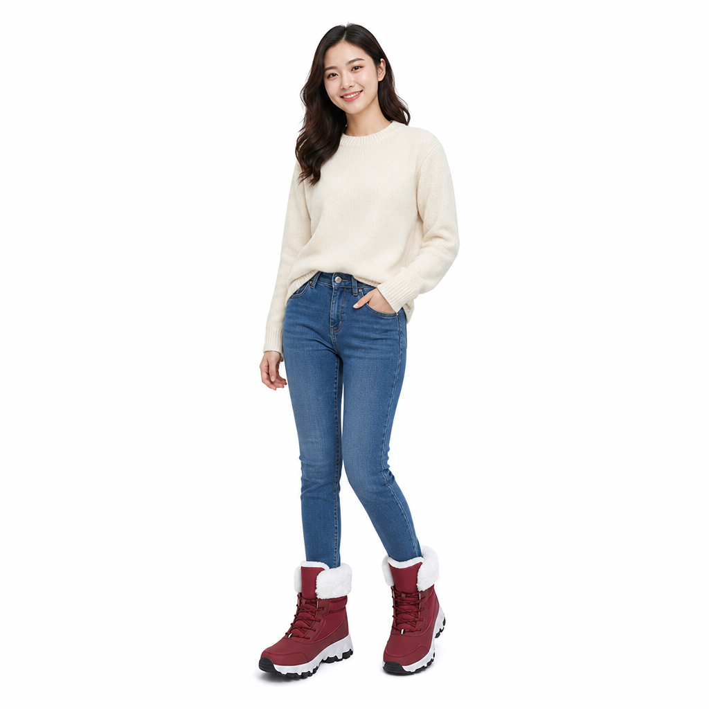 Bottes de neige d'hiver pour femmes, bottes mi-mollet épaissies pour voyages en extérieur, grandes tailles