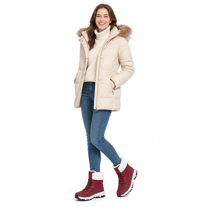 Bottes de neige d'hiver pour femmes, bottes mi-mollet épaissies pour voyages en extérieur, grandes tailles