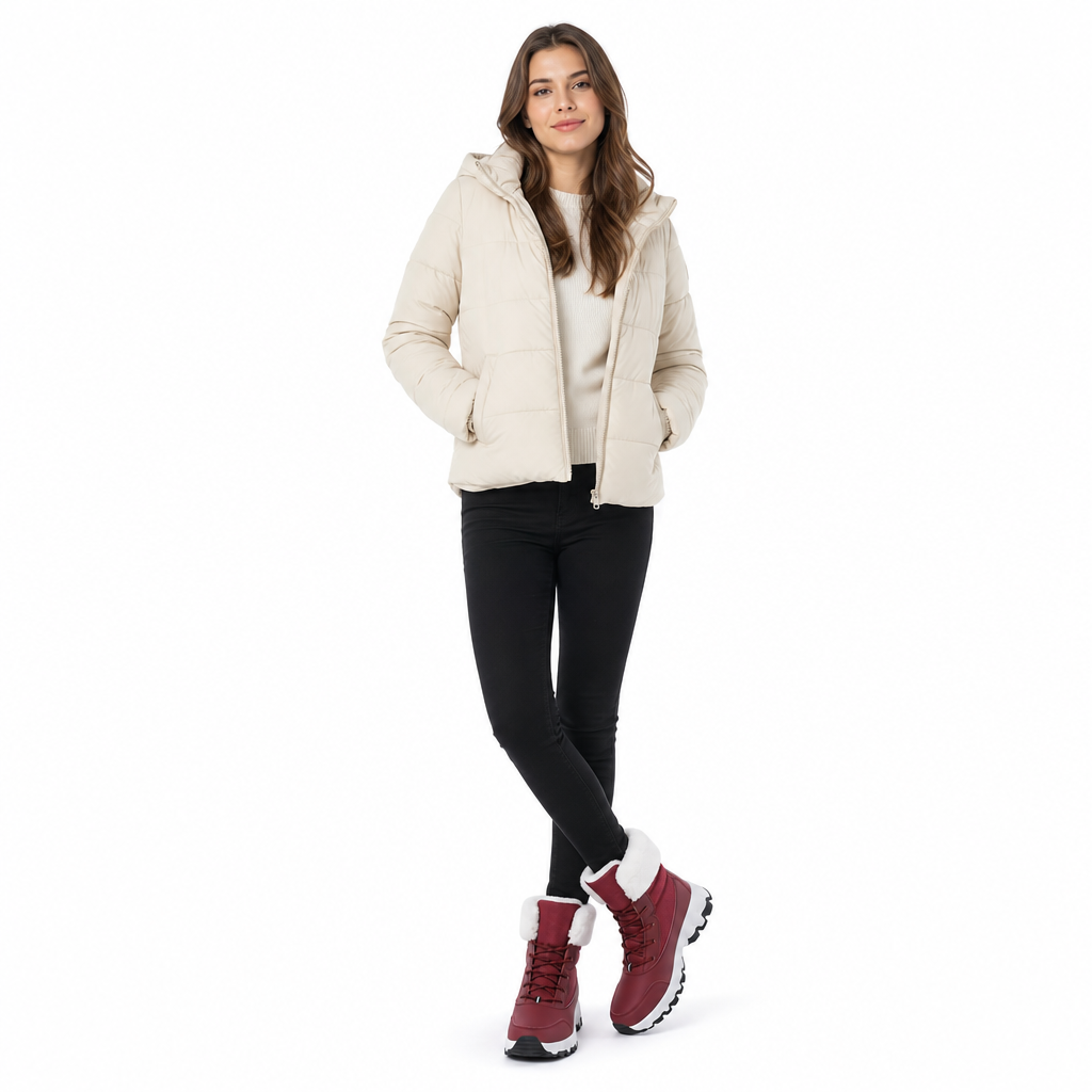 Bottes de neige d'hiver pour femmes, bottes mi-mollet épaissies pour voyages en extérieur, grandes tailles