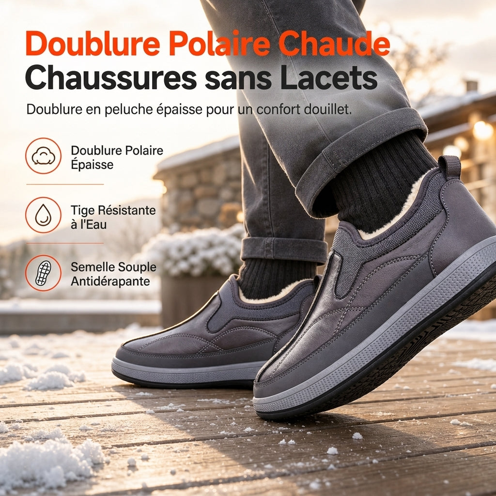 Chaussures hommes d'hiver chaudes et épaisses à enfiler