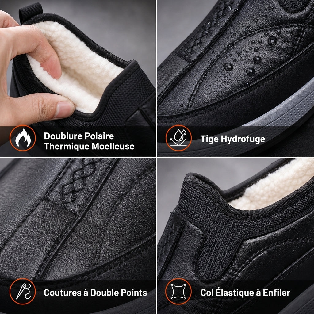 Chaussures hommes d'hiver chaudes et épaisses à enfiler