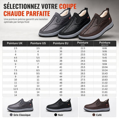 Chaussures hommes d'hiver chaudes et épaisses à enfiler