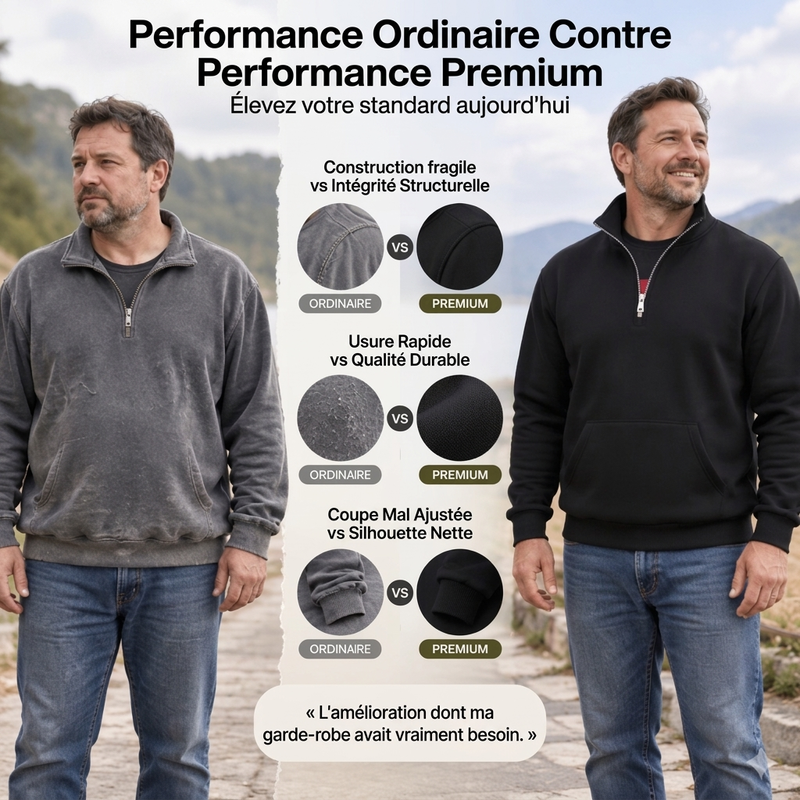 Sweat-shirt chaud à demi-zip pour hommes