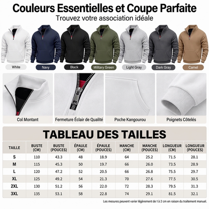 Sweat-shirt chaud à demi-zip pour hommes