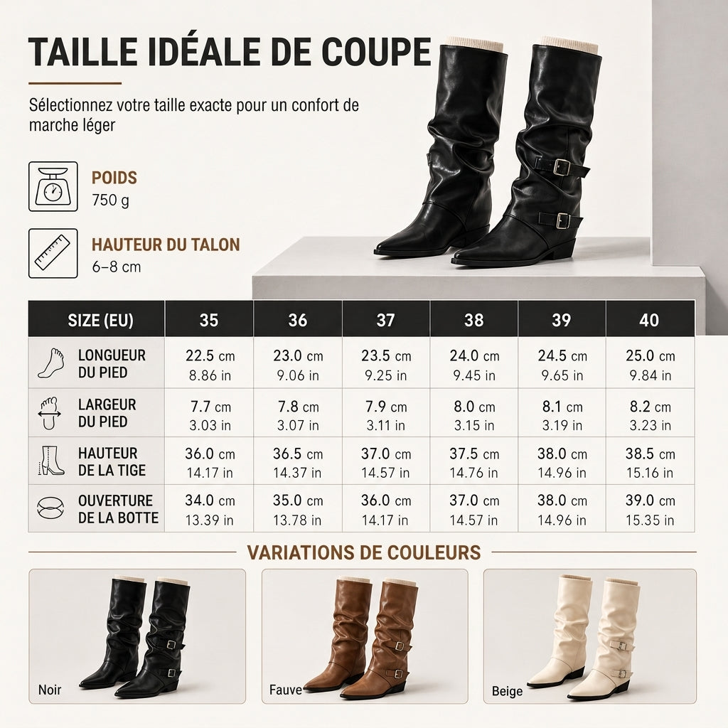 🔥-50 % DE RÉDUCTION👢Bottes à hauteur du genou bout pointu femme, cuir souple, talon bloc stable qui allonge la silhouette